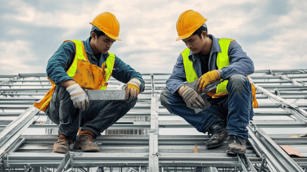 專業外勞工程師建築施工現場工作照片.